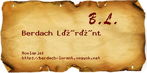 Berdach Lóránt névjegykártya